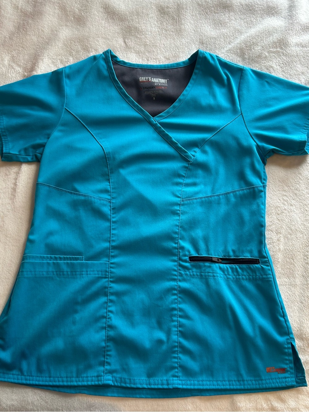Grey's Anatomy Teal V-Neck Medical Multi Pocket Scrub Top